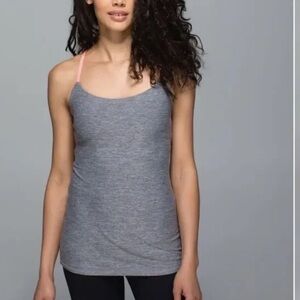 LULULEMON Dancing Warrior Tank Heathered Slate Gray and Grapefruit size 4